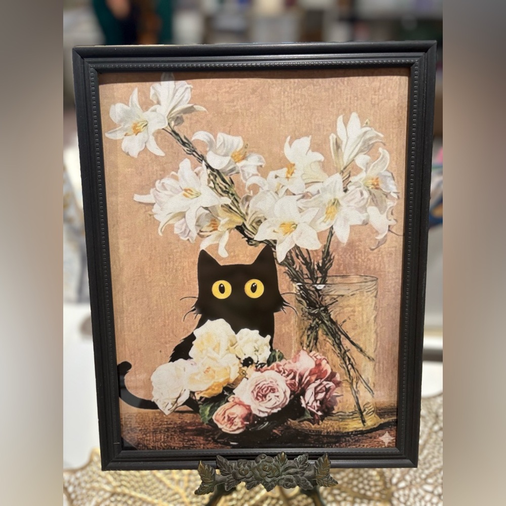 Henri Fantin Roses & Lilies Cat Framed 8x10 Print